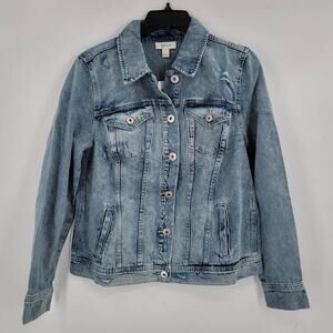 Style & Co NEW Duchess Destroyed Denim Jean Jacket Medium